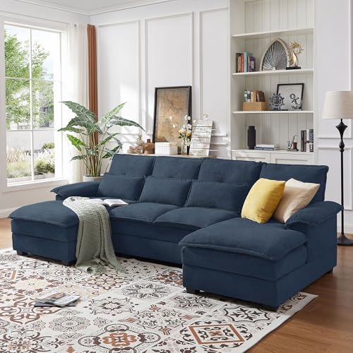 Jarenie 110' Convertible Sectional Sofa, U Shape Cloud Couch, Comfy Couches with Double Chaise and...