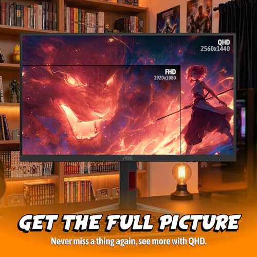 Image of AOC 27 Inch Gaming Monitor QHD 300Hz Mini-LED HDR1000, Q27G4SMN | 2560x1440 Computer Monitor, 1ms GtG, Adaptive Sync, HDMI 2.1, DP 1.4, Height Adjustable Stand, Earphone Out, VESA Mount