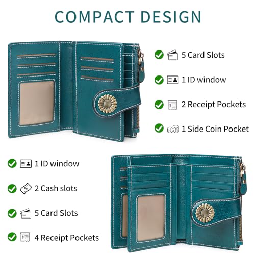 Sendefn 5215-KQL Small Womens Wallet Leather Bifold Card Holder Rfid Blocking thumb #1