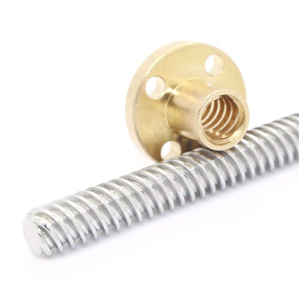 Juego de 2 tornillos de varilla roscada de acero inoxidable T8 304 con tuerca de latón for eje Z de impresora(L=2mmx850mm)