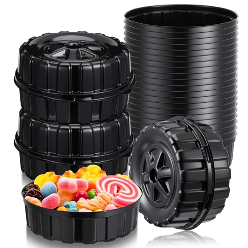 Uiifan 24 Pcs Truck Wheels Plastic Food Containers with Lids