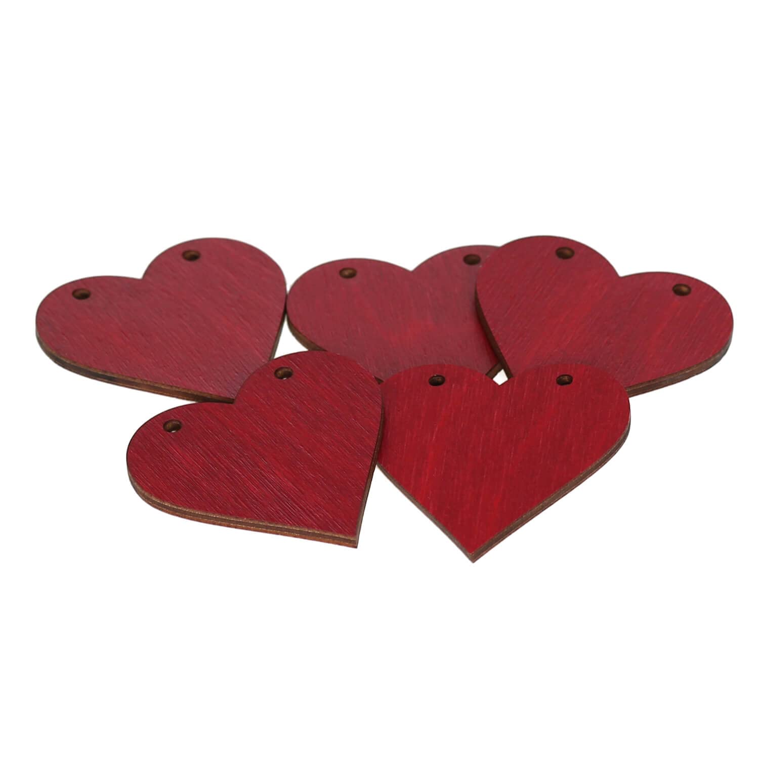 Cœur en bois rouge foncé - Peint des deux côtés avec 2 trous en haut - 3-50 cm - Décoration artisanale - Taille : 46 cm - Contenu : 1 pièce