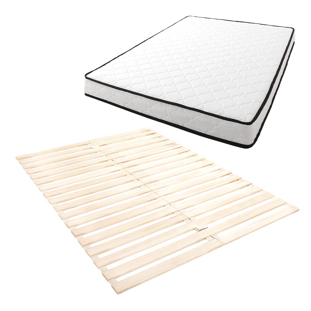ロール式 桐 すのこ ダブル 国産ポケットコイルマットレス付き