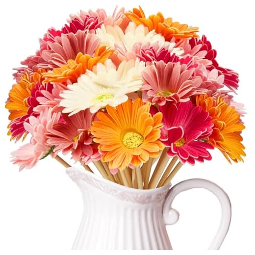WILLBOND 48-Piece Faux Gerbera Daisy Set
