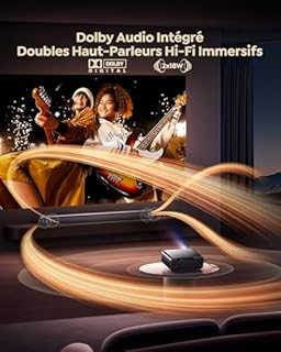 Vidéoprojecteur 4K【Netflix Inclus/Dolby】 1200 ANSI Projecteur Vidéo 4K Auto Focus/Keystone WiFi Bluetooth FHD 1080P, HDR10, Smart Rétroprojecteur Portable WiFi6 Extérieur Zoom50% Cadeau/Home Cinéma