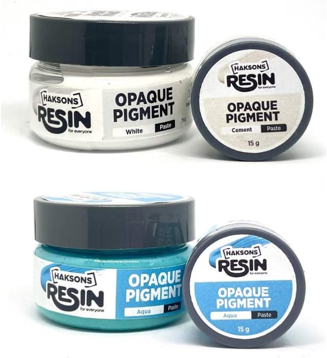 Haksons Opaque Pigments for Haksons Epoxy Resin Pack of 2 - White | Aqua Blue | (15gms)