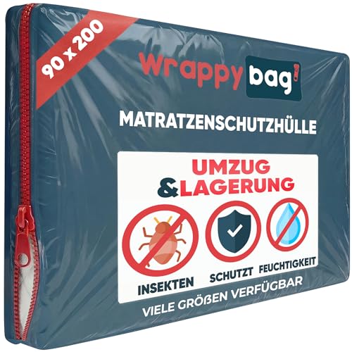 WRAPPYBAG Blickdichte Matratzenhülle 5 Größen Robuste Tasche Ideal für Umzug Lagerung und Transport - 90 x 200 cm
