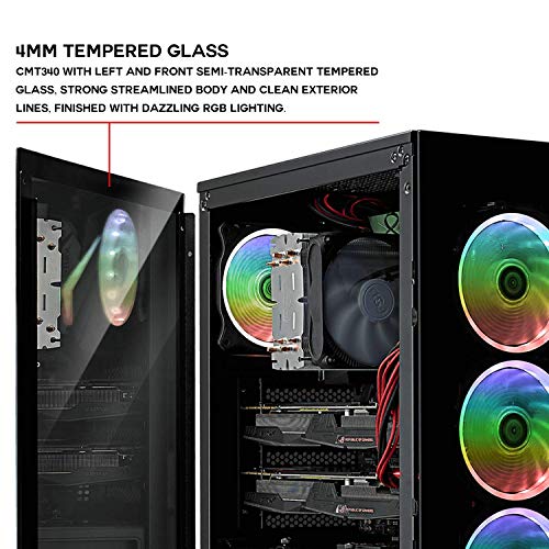 Gabinete para PC FSP ATX Mid Tower para juegos | 2 paneles de vidrio templado, 4 ventiladores RGB direccionables (CMT340) miniatura 2