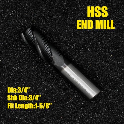 Image of Roughing End Mill JESTUOUS HSS Square Nose 4 Flute Fine Tooth Bit 3 /4 inch Shank Dia.1-5 /8 inch Flute Length for Milling Metal Steels,1 Piece