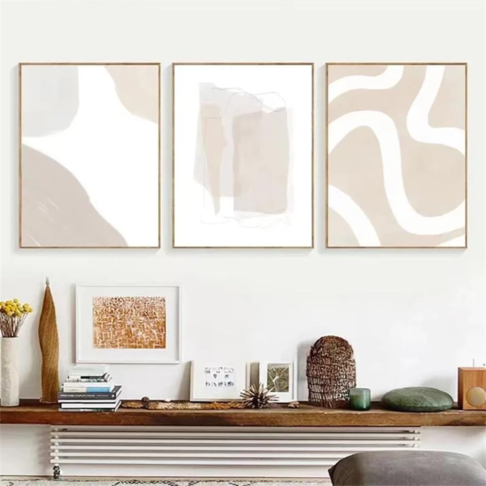 WUHBCZ Canvas Paints-Nordic Abstract Art Prints Beige White Simple Color Block Line Watercolor Shades Canvas Poster for Living Room Decoration Painting-60 * 70cm/3PCS (No Frame)
