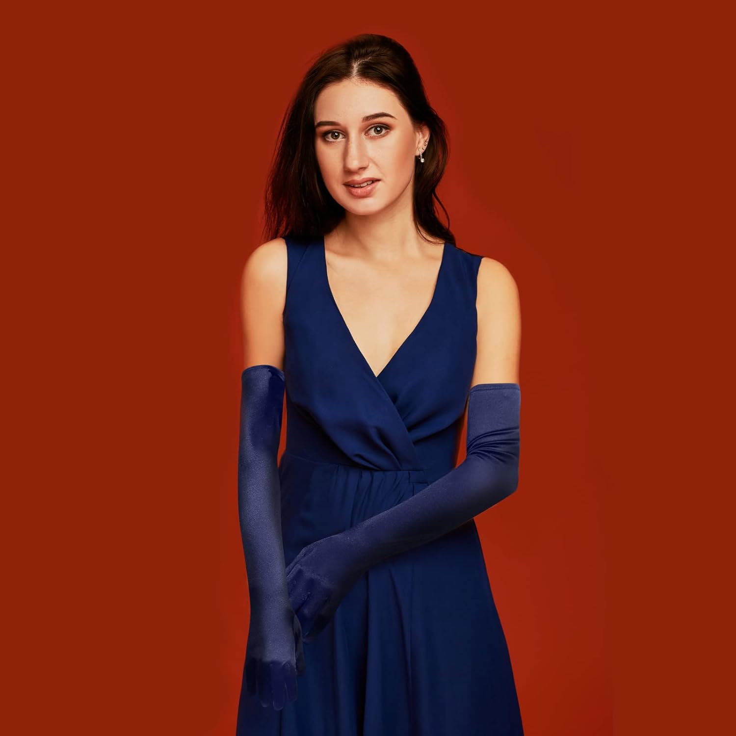 Lansian Long Opera Party Gloves for Women 1920s 20s Satin Gloves Costumes Elbow Length Bridal Evening Dress, 21 inches - Image 5