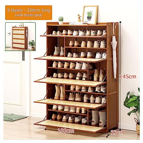 Meuble à chaussures moderne et compact avec grand volume rotin
