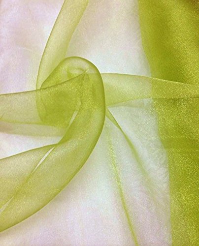 MDS Pack of 10 Yard Sheer Organza Fabric for Wedding Party Home Event Banquet Decorations, Backdrop Curtain Craft Dress Sewing Fashion DIY Crystal Organza Tulle Fabric Bolt 44” Wide - Apple Green