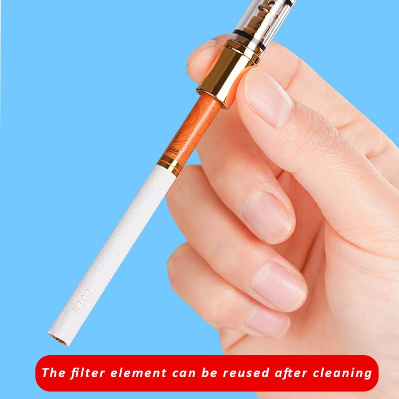 Metal Cigarette Case Double Sided Spring Clip Open Pocket Holder for Regular King and 100's Size Come with Cigarette Filter & Tungsten Wire Lighter 3 in 1 Luxury Set (Gemini)