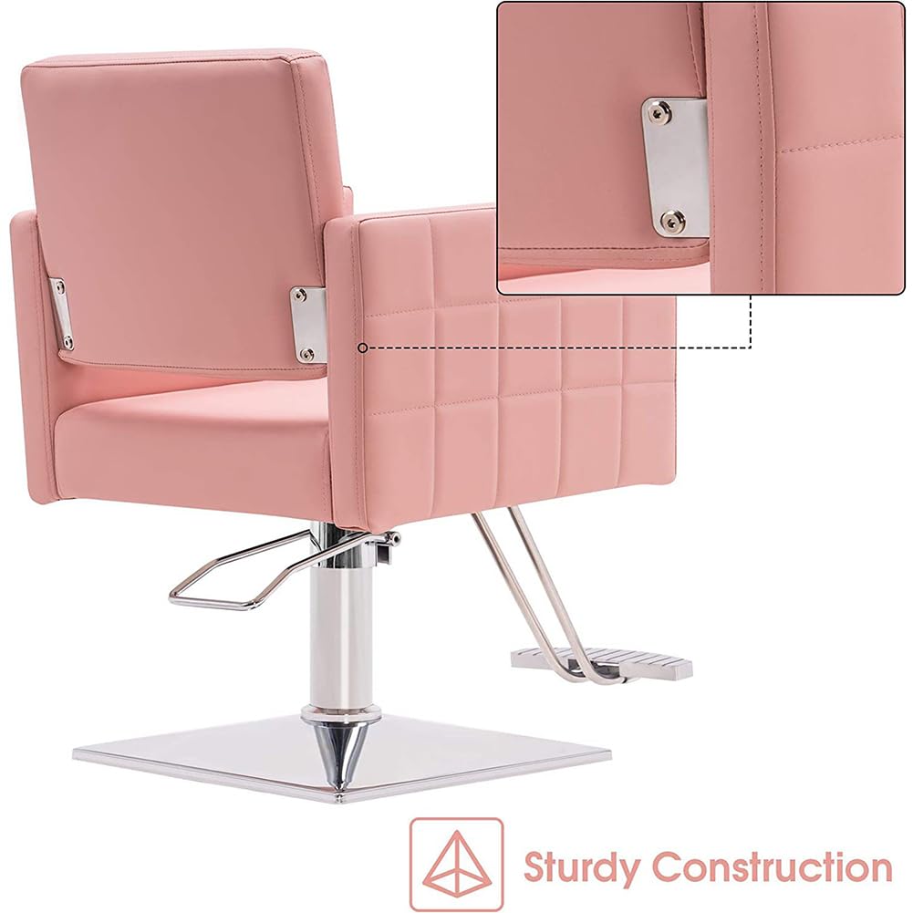 IBOWZ Silla de peluquería Silla de Peluquero con Bomba hidráulica, Silla de peluquería de Cuero PU con Pedal, chasis Cuadrado para barbería, Muebles de salón, Gris