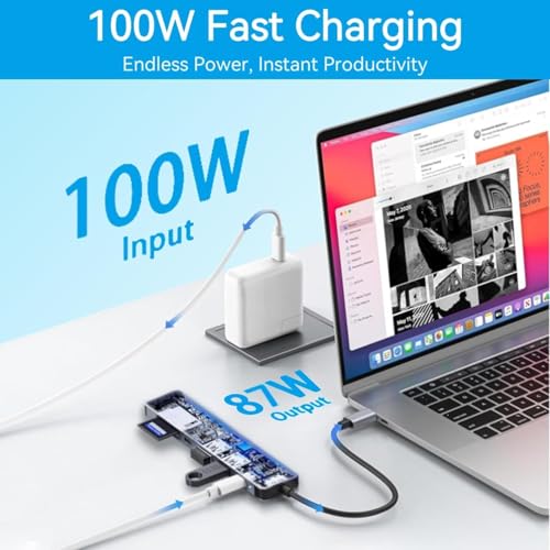Image of USB C Hub - 8-in-1 USBC Adapter with USB, C-USB, 100W PD, USB 3.0 5Gbps Ports, SD /TF Card Reader - USB-C Dongle for Office, Meetings, Travel & Home Setup (HDMI)