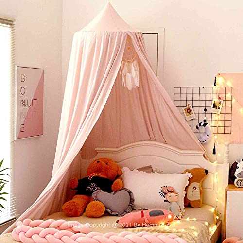 Hommi Lovvi Bed Canopy For Girls, Princess Canopy For Girls Bed, Nursery Crib Canopy For Kids Room Decor, Extra Large Girls Canopy Full Size Play Tent Reading Corner With String Light - Light Pink #TOP1