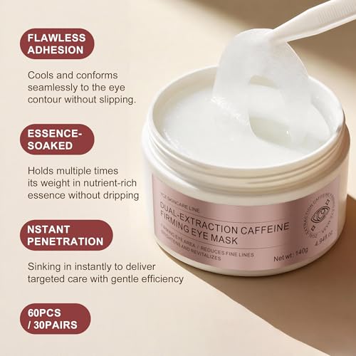 Ycz Under Eye Patches (60 ct) – Caffeine Eye Masks for Puffy Eyes, Dark Circles & Fine Lines, Hydrating Collagen Masks with Niacinamide for Depuffing, Anti-Aging 360° Full Eye Care, Gifts for Women