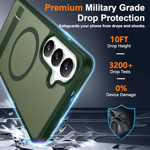 Image of SPIDERCASE Magnetic for Samsung Galaxy S26 Plus Case, with [3 Stand Ways][ Military Grade Drop Protection] with Invisible Stand Shockproof Slim Case for Samsung Galaxy S26 Plus 6.7 inch, Green