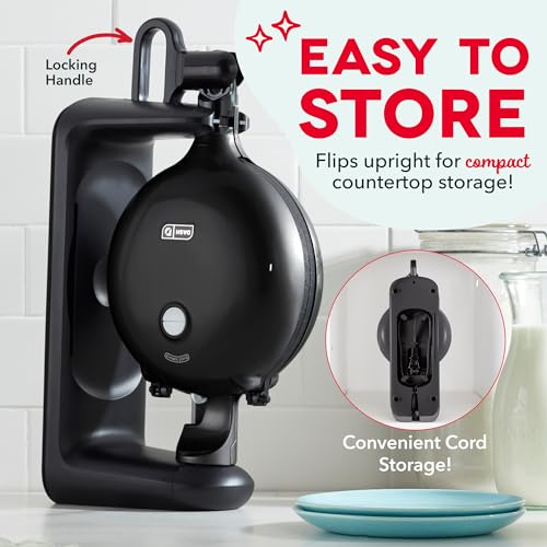 Image of Dash Flip Belgian Waffle Maker - 6.5 inch Nonstick Surface - Rotating Belgian Waffle Maker with Quick Heat-Up System for Easy Breakfasts - Supports Multi-Use - Black