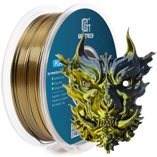 Image of Geeetech Silk PLA Filament 1.75mm Silk Dual Color Filament, Coextrusion Dichromatic Metal-Like Shiny Consumable 1kg (2.2lbs) 1 Spool, Dimensional Accuracy + /- 0.02 mm, Gold Black