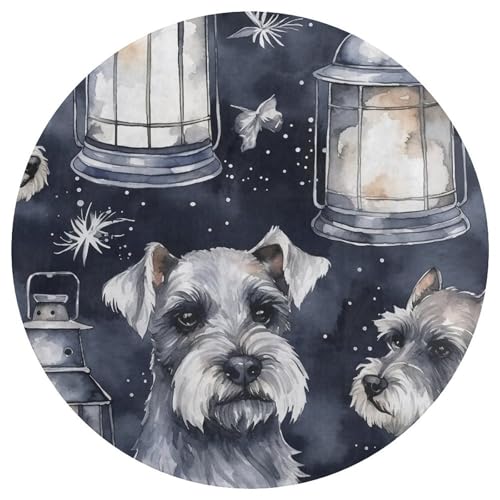 Alfombra redonda para puerta de perro y linterna decorativa en estancias pequeñas 5