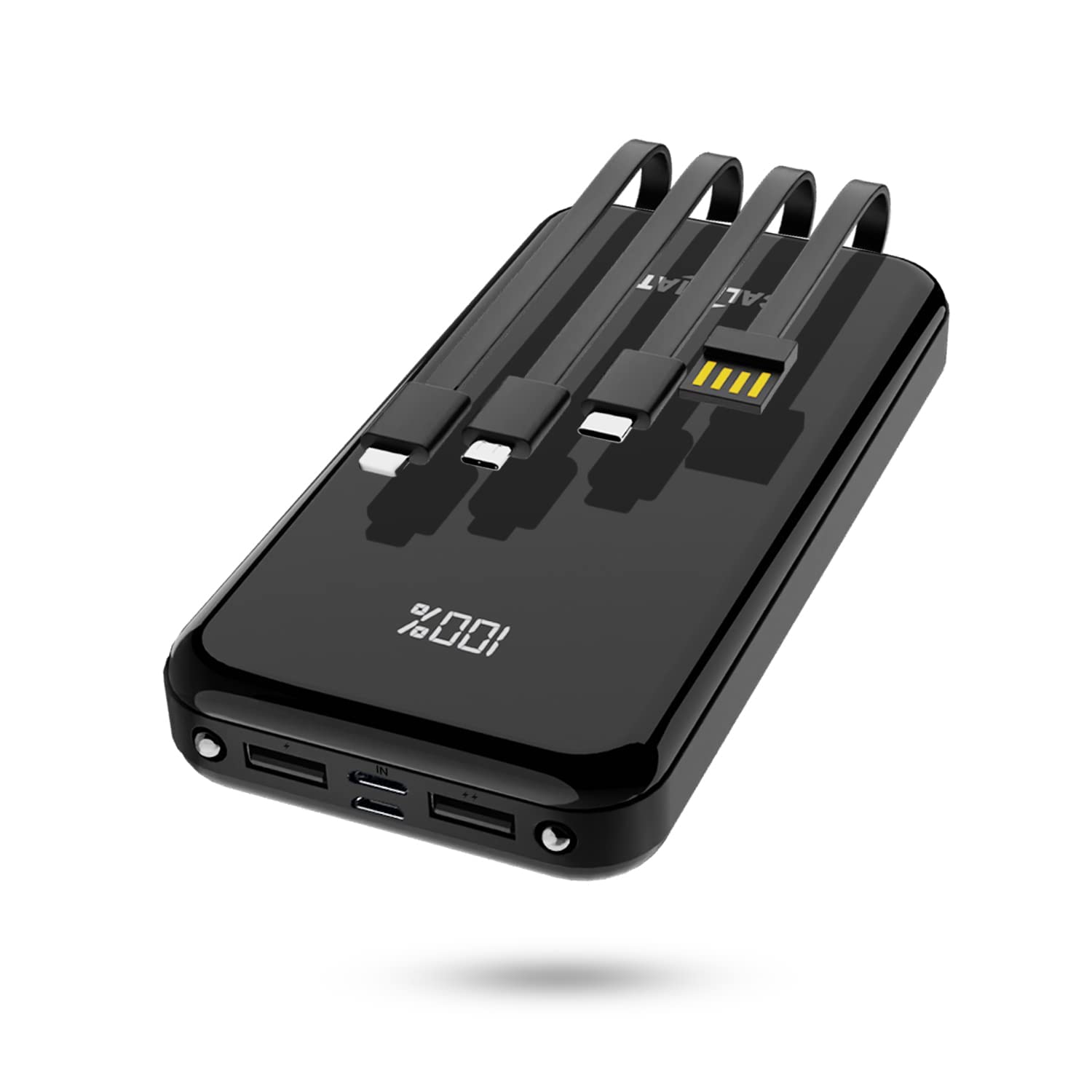 Callmate 10000mAh Power Bank, 15W Fast Charging| Buit-in 4-in-1 Cables | 4 Output Ports and 3 Input | Digital Display|LED Torch| for iPhone, Smartphones (15 W, Fast Charging) (Black, Lithium Polymer)-image-47