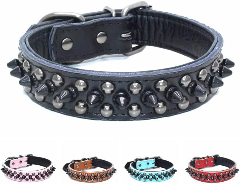 haoyueer Spiked Studded Dog Collar, Genuine Leather Dog Collar - Image 5