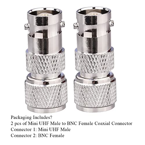 TUOLNK Pack 2 Conectores Mini UHF Macho a BNC Hembra coaxial miniatura 5