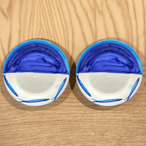 Generico Set da 2 Piatti Piani in Ceramica Artigianale Ø 24 cm Stile Vietrese – Dipinti a Mano– Piatti da Portata, Servizio da Tavola -Vietri-Costiera Amalfitana-Caltagirone-Sicilia-0108251203-2