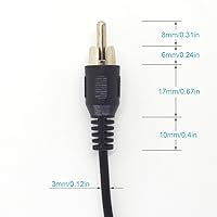 Vista 2 de Paquete de 2 cables RCA a cable desnudo, cable de altavoz de 1.0 ft/1 pie a audio macho conector RCA adaptador enchufe para repuesto RCA cable