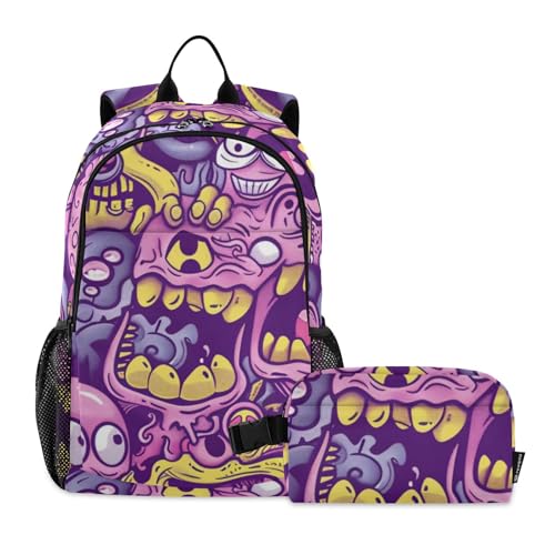 Sac à dos d'école violet ergonomique et son sac à lunch pour garçons
