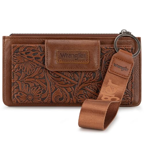 X Wrangler Wristlet Wallets for Women Bifold Clutch Wallet Card Cases & Money Organizers Female Western Wallet with Zipper Pocket
