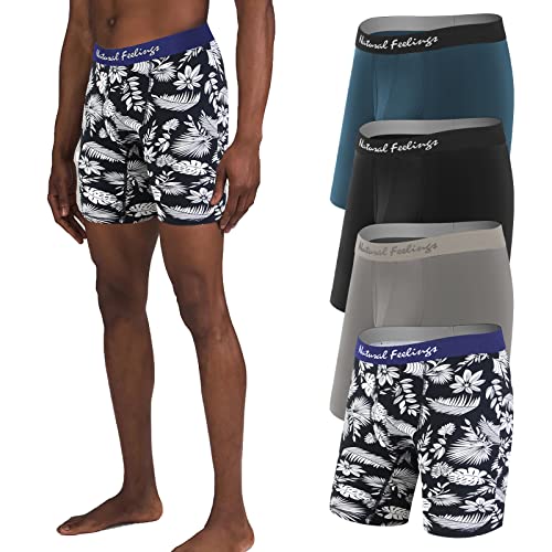 Natural Feelings Men’s 6" Underwear Boxer Briefs Modal Boxer Briefs for Men Open Fly Underwear Mens 4-Pack S-XXL2