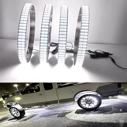 JXOFROAD 17in Pure White Wheel Ring Lights,12V New Upgrade Quad Rows 1248-LEDs Waterproof Tire Rim...