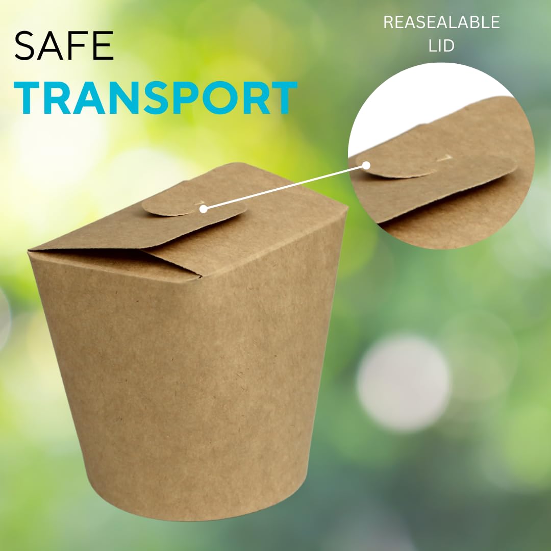 Enpack Nudelboxen 500ml (16oz) – 500 Stück aus Kraftpapier | Einweg To-Go Boxen mit Beschichtung | Auslaufsichere Take Away Verpackung für Asia Food, Streetfood, Gastronomie, Events