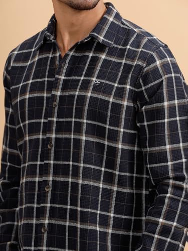 Image of WROGN Men's 100% Cotton Shirt | Checkered Pattern | Regular Fit