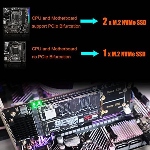 GLOTRENDS Dual M.2 PCIe 4.0/3.0 X8 Adapter, Support 2 x M.2 PCIe SSD RAID-on-CPU (VROC) in Intel Platform and PCIe 4.0 NVMe RAID in AMD Platform, PCIe Bifurcation Motherboard is Required (PA21)
