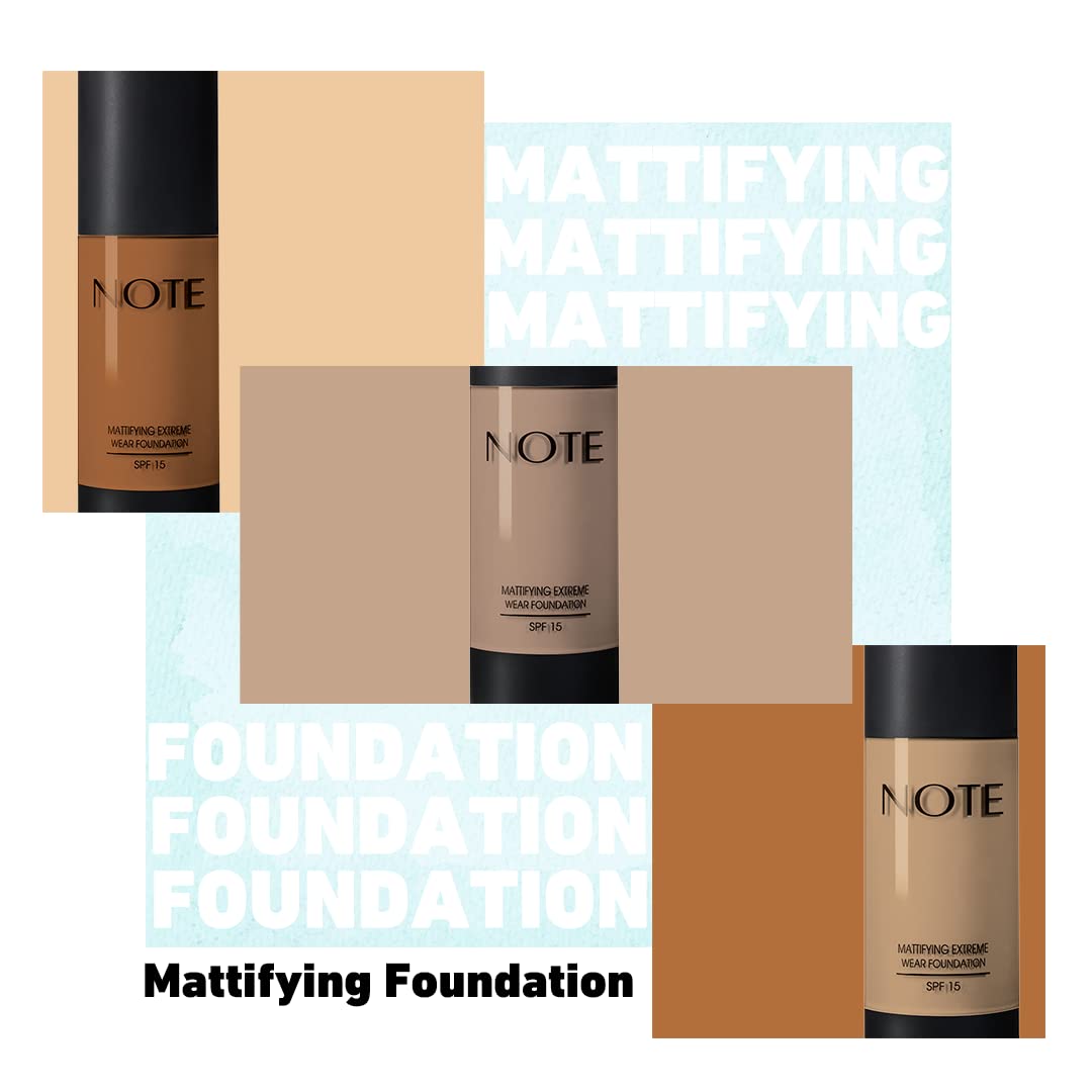 NOTE Mattifying Extreme Wear Liquid Foundation SPF 15 - Full Coverage Foundation Makeup - Matte for Oily and Combination Skin - 01-1 oz - Image 4