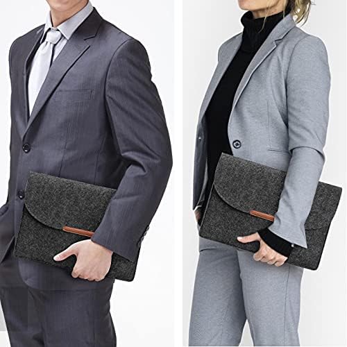 13-13.3 Laptop Sleeve Bag,Arc-shaped Felt Laptop Sleeve with Extra Storage Bag/Mouse Pouch Ultra Light Slim Notebook Computer Tablet Case Cover Briefcase - Dark Grey