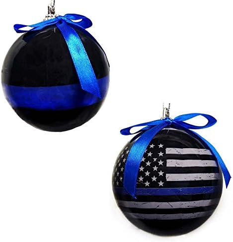 Thin Blue Line Christmas Ornaments, 2-Pack (2)