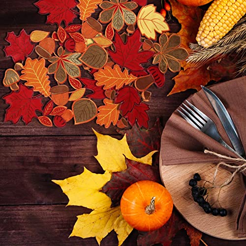 6 Pcs Embroidered Maple Leaves Placemats Thanksgiving Table Placemats Leaf Placemats For Home Kitchen Dinning Thanksgiving, Fall Or Autumn Harvest Decorations (Maple Style, 11 X 17 Inch) #TOP6