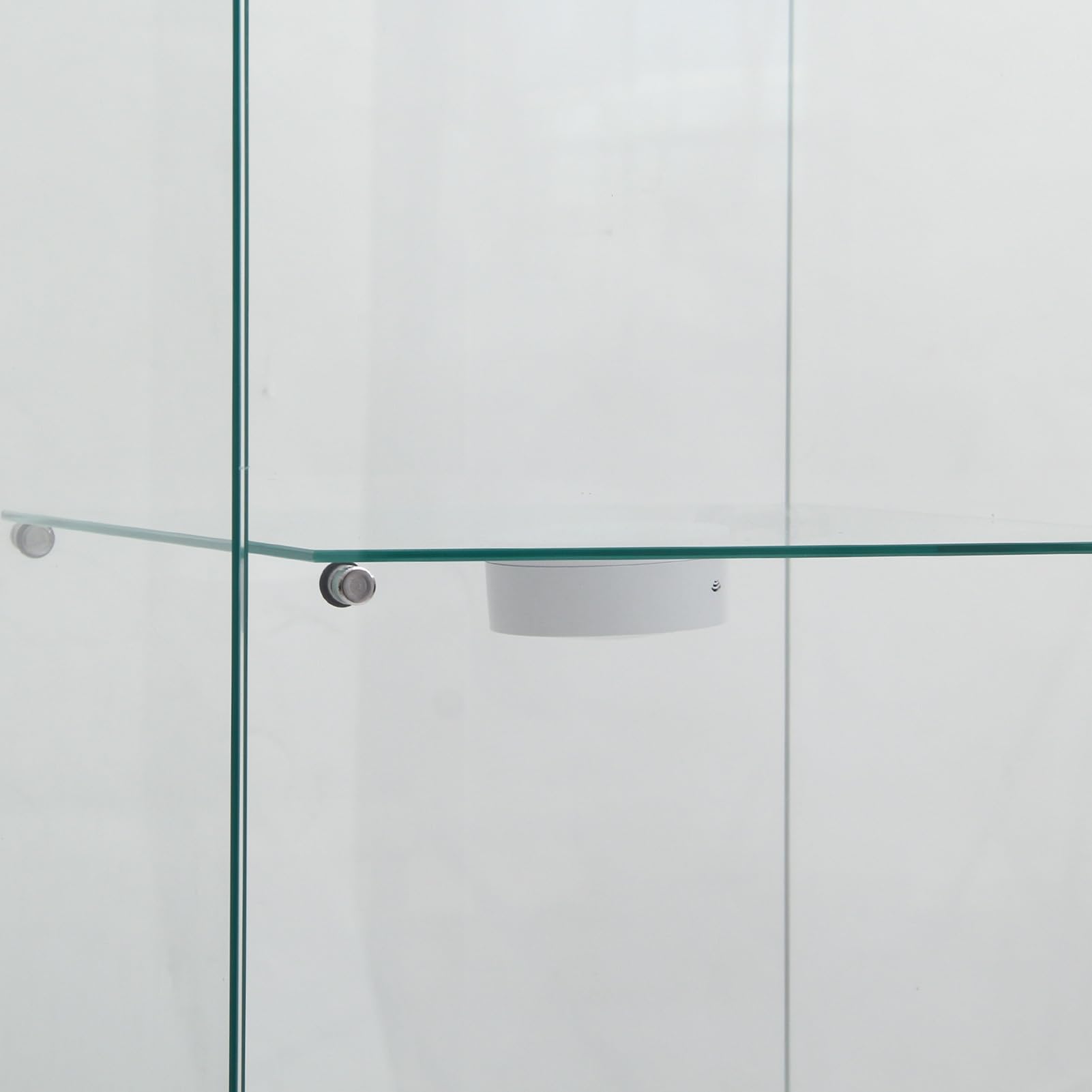 Glasvitrine Standvitrine mit LED,Modern Glas Vitrinenschrank für Sammlerstücke Bücher Wein,3 Glasböden & 1 Türen abschließbar,125x42x36 cm, Weiß (Weiß, 3 Lagen LED)