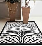  KOBEL Alfombra de Sabana fantasía Zebra 115 X 160 Blanco Natural y Negro 4201/90 