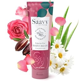 Saavy Naturals Deeply Hydrating Body Cream for Dry Skin – Nourishing Shea Butter, Plant-Based & Sustainably Sourced – Bulgarian Rose – 8.5 fl oz, 1 pack