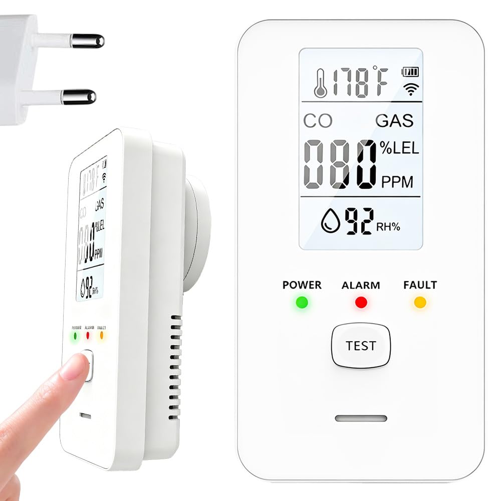 Wxeadu 2026 New Steadfast 4-in-1 Detector with LCD HD Screen, Carbon Monoxide Alarms for Home, Protect Your Home with Haven, Plug & Play, Real-Time Display for Home,Hotel,Apartment,Camping RV (White)