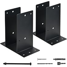 Heavy Duty Steel Post Base, 4x4 Internal 3.5"x3.5", Concrete Post Bracket for Deck Railings, Fences, Mailboxes, Booths, Patio Decks Black - Set 2