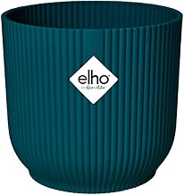elho Vibes Fold Round 14 - Flower Pot from 100% Recycled Plastic - Indoor plant pot - Ø 14.1 x H 12.9 cm - Blue/Deep Blue