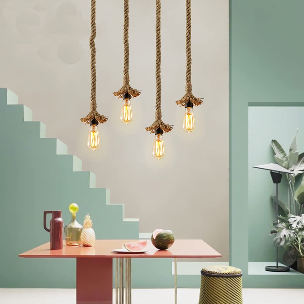 Lampadario Sospensione In Corda Di Canapa - Vintage, E27, Fai Da Te, Per Casa/Bar - Foto 12