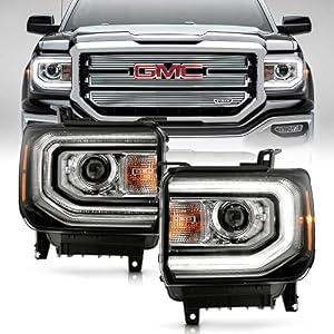 ACANII - For [HID/Xenon Model] 2016-2018 GMC Sierra 1500 Factory LED DRL Projector Headlights Headlamps Pair Left+Right